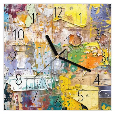 Produktbild von Wanduhr aus Glas mit Motiv Abstrakte Kunst- 30 x 30 cm - inkl. Aufhängesystem