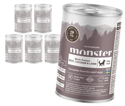 Produktbild von Monster Dog Multi Protein 6x400g Vollwertiges Futter für erwachsene Hunde mit Rind, Huhn und Lamm