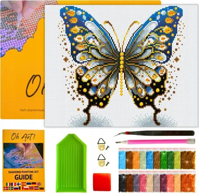 Produktbild von Diamantstickerei mit Rahmen, Mosaik 5D 30x40 Bild Schmetterling Diamantmalerei OhArt!