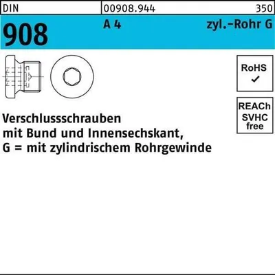 Produktbild von Reyher Verschlußschrauben DIN 908 A 4 G 1 1/4 A A 4 (1 Stück)