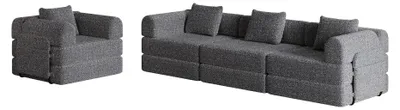 Immagine prodotto di Divano letto - Divano - Letto - Divano trasformabile - Poltrona letto - Tessuto chenille 2-in-1 - Con spazio contenitivo nell'bracciolo