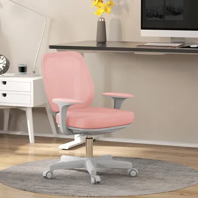 Produktbild von SUGIFT Bürostuhl Ergonomisch, Schreibtischstuhl mit Netzrücken, Drehstuhl, Rosa | 55 x 48 x 82,5–94,5 cm | Höhe 44–56 cm | 7 kg