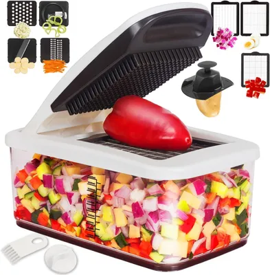 Produktbild von 10-in-1 Gemüseschneider Zwiebelschneider, Mandoline Gemüsehobel, Zerkleinerer, Obstschneider