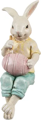 Image de Clayre & Eef Figurine de décoration Lapin 7x5x14 cm Beige Plastique