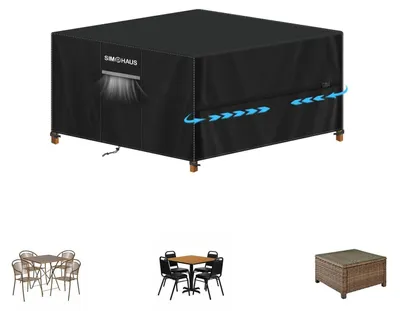 Produktbild von Abdeckhaube Gartenmöbel 125x125x74cm 420D Oxford Wasserdicht Winddicht Schwarz