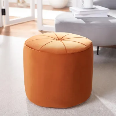 Image de SAFAVIEH, pouf rembourré, orange, 55 x 55 x 50 cm