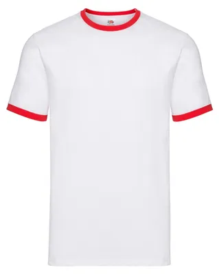 Produktbild von Fruit of the Loom - "Ringer" T-Shirt für Herren FK3029 (L) (Weiß/Rot)