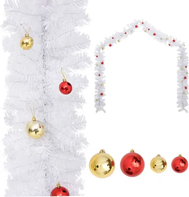 Produktbild von Weihnachtsgirlande Geschmückt mit Kugeln Weiß 5 m