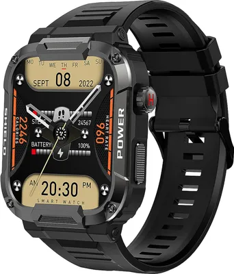 Produktbild von Smartwatch Militär Herren  mit Telefonfunktion,Gesundheitsuhr mit Blutdruckmessung  Sportuhr  Sportuhren Schrittzähler IP68 Wasserdicht   Android IOS