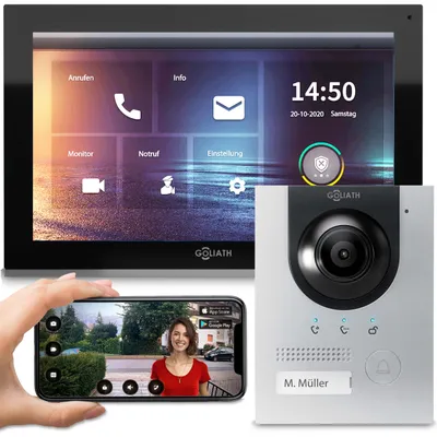 Produktbild von GOLIATH PRO IP Video Türsprechanlage | App | Silber | 1-Familienhaus | 10 Zoll | Aufputz | 180°
