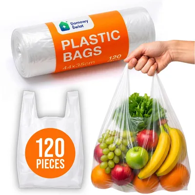 Immagine prodotto di Sacchetti di plastica riutilizzabili - Sacchetti per rifiuti su rotolo - 44 x 35 cm - 120 pezzi - Impermeabili - Resistenti - Bianchi