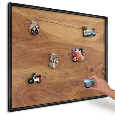 Produktbild von Magnettafel 80x60 cm mit schwarzem Rahmen - Magnetische Metalltafel, Magnetpinnwand zur Wandmontage für Wohnzimmer, Küche, Flur, Kinderzimmer und Büro - Naturholz