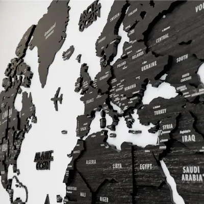 Obrázek produktu pro Dřevěná mapa světa na zeď - 3D dřevěná mapa, dárek na cesty - XL |78,7"|200cm