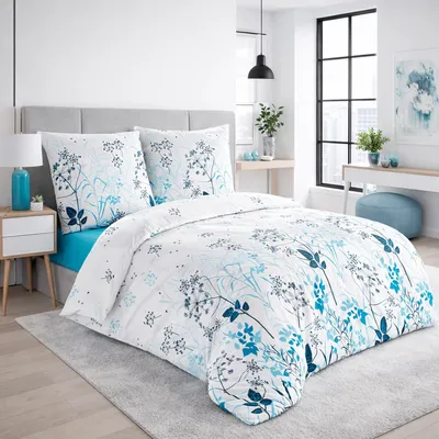 Produktbild von Bettwäsche 135x200 cm 4-teilig – Bettwäsche Set Renforcé 100% Baumwolle, 2 x Bettbezug 135x200 cm und 2 x Kissenbezüge 80x80 cm, , Reißverschluss, weich und atmungsaktiv