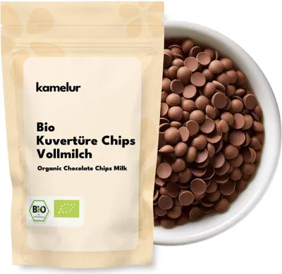 Produktbild von Kamelur® Bio Kuvertüre Vollmilch Chips 1 kg