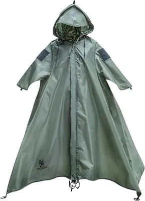 Productafbeelding van Famanu Regenponcho 2-in-1, multifunctioneel - militairgroen