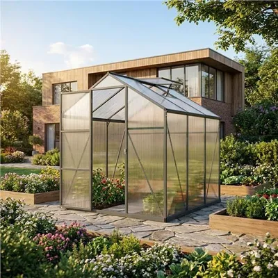 Obrázok produktu pre Záhradný skleník 183 × 244 cm, polykarbonát, hliníkový rám
