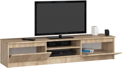 Produktbild von TV-Lowboard 160cm Fernsehtisch 2 Türen 2 offene Fächer TV-Schrank 33cm hoch CLP