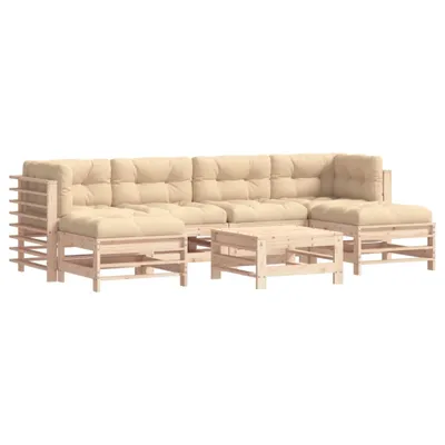 Produktbild von vidaXL 7-tlg. Garten-Lounge-Set mit Kissen Massivholz