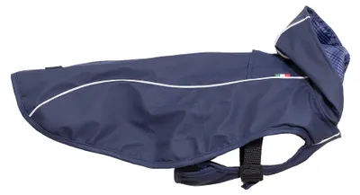 Hunde-Regenjacke S, wasserdicht, Polyester, Navy, mit Harnass