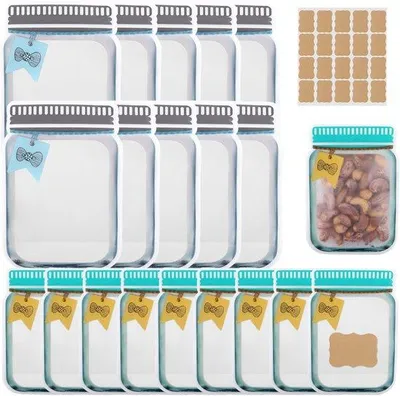 Produktbild von Herbruikbare Opbergzakjes für Lebensmittel, 2 Größen, Plastik Weckpot Beutel, 20 Stück, Leckfreie Ziplock Beutel für Kräuter, Snackbeutel