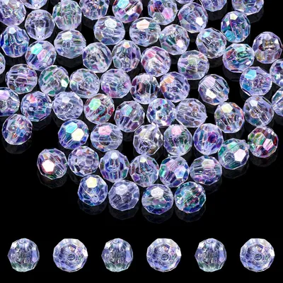 Imagen del producto de Esferas de vidrio redondas, facetadas, de 10 mm, paquete de 100 unidades, para la fabricación de joyería