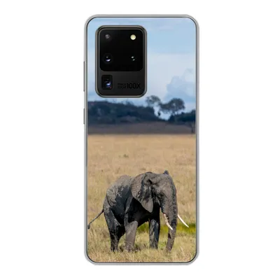 Produktbild von MuchoWow® Handyhülle Schutzhülle Hülle für Samsung Galaxy S20 Ultra Elefant - Gras - Tiere - Natur Silikon Softcase Handy Hülle - Karteninhaber