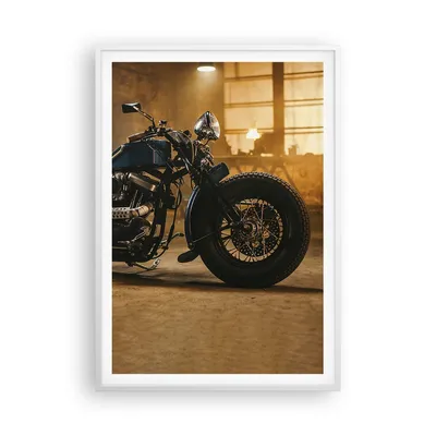 Produktbild von Gerahmtes Poster - Weißer Rahmen - Motorrad Motor - 70x100 cm - Wand Bild - Wanddeko - Wandbilder - Kunstposter - Wandposter - Bilderrahmen - Bilder - Kunstdruck - Wandbild - P2WPA70x100-4233
