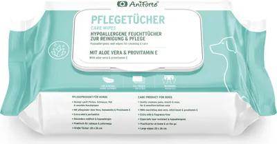 Produktbild von AniForte Pflegetücher für Hunde 100 Stück - XXL desodorierende Reinigungstücher mit Frischeverschluss, hypoallergen, reißfest, natürliche Reinigung