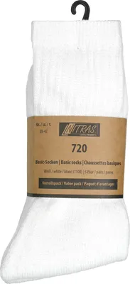 Obrázok produktu pre Nitras basic ponožky - pracovné ponožky - biele - veľkosť 43/46 - 5 párov