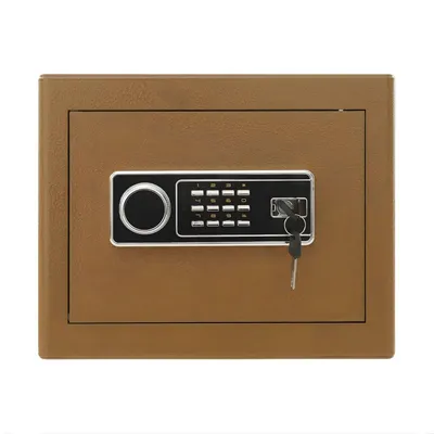 Produktbild von Elektronischer Safe mit LED – Stahlschrank 38×32×30 cm mit Geheimfach & Notöffnung – Braun