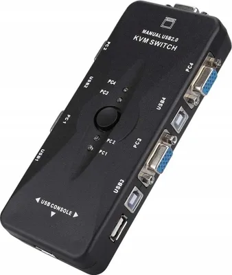 Zdjęcie produktu dla Przełącznik KVM VGA 4x1 przełącznik 3xUSB HUB BOX