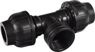Produktbild von Agora-Tec®  PE Fitting T-Stück 25 mm x 1 Zoll IG (30,3 mm) x 25 mm für PE-Rohr 25 mm SCHWARZ