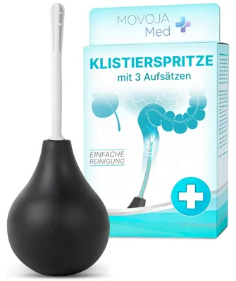 Produktbild von Einlaufgerät Klistierspritze Darmspülung - 225 ml - Medizinisches Silikon - BPA-frei - Mit 3 Ansätzen - Reinigungsbürste inklusive