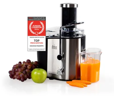 Produktbild von TZS First Austria Entsafter für Obst und Gemüse, elektrische Saftpresse, 800W, mit 2 Geschwindigkeitsstufen & Drehschalter, Edelstahl, Juicer