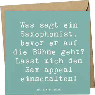 Produktbild von Mr. & Mrs. Panda faltkarte Spruch Magischer Saxophon-Charme - Meeresbrise - Geschenk, Musiker, Grußkarte, Bühne, anlasskarte, Musizieren, Musik, Blues, Humor, doppelkarte
