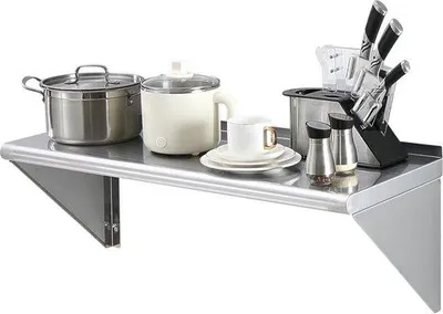 Obrázek produktu pro Kuchyňská police, nástěnná police 915 x 356 x 63 mm, nerezová ocel, nosnost 136 kg