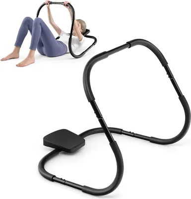 Produktbild von GOPLUS Bauchmuskeltrainer, AB Roller Bauchtrainer mit gepolsterter Kopfstütze, Sit Up Trainingsgerät tragbar aus Stahl, Fitnessgerät 73 x 73 x 64 cm, Schwarz