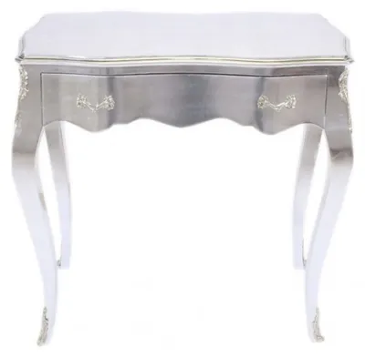 Immagine prodotto di Tavolino consolle in stile barocco, marca Casa Padrino, colore argento, con cassetto, dimensioni 80 x 40 x 75 cm. Tavolino di servizio in stile antico