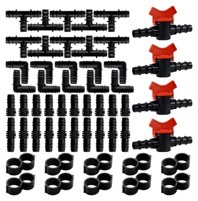 Produktbild von 54 Stück Bewässerung Gartenschlauch Verbinder, Tropfschlauch Verbinder, Anschluss Kit für Tropf Sprinkler Anlagen (16mm)