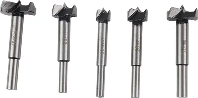 Image de 5 Pcs Forstner Drill Bit 15 20 25 30 35mm Drilling Boring 45 Steel Hinge Hole Opener Bit for Woodworking