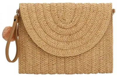 Produktbild von Weinrot-braune Handtas, Sommer, Schleier, Schultertasche, Gewebt, Rattan, Damen, einheitsgröße, leichtbraun