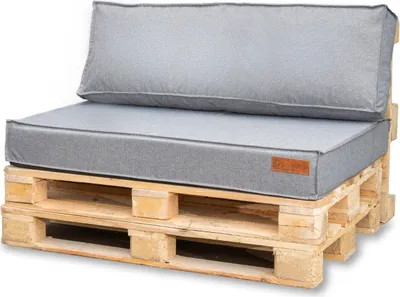 Obrázek produktu pro Polštáře z palet 120 x 80 sada pro paletový nábytek Euro palety Sedací polštář EU Pallet Sofa Komplet se skládá ze 2 částí v barvě: světle šedá