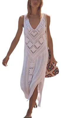 Produktbild von Solidchoice – Häkelkleid für den Strand, Damenmodell, mit Ausschnitten