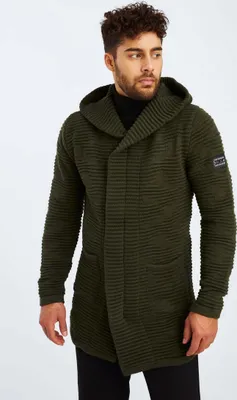 Produktbild von Leif Nelson Kapuze Herren Strickjacke Kapuze LN-7180, Khaki / M