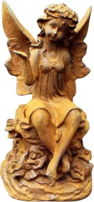 Produktbild von Gartenfigur Elfe auf Sockel sitzend