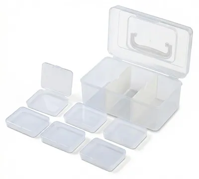 Transparente Organizer-Box mit 6 Fächern, 20 x 12,2 x 6 cm, Kunststoff