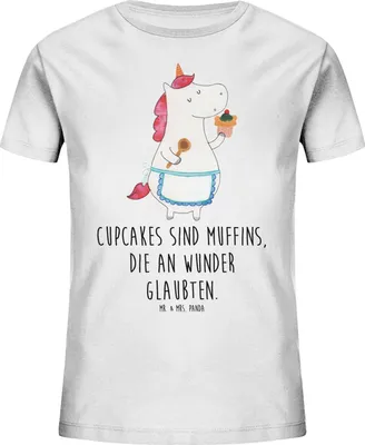 Produktbild von Mr. & Mrs. Panda Kleinkinder T-Shirt Einhorn Küche 9-11 Jahre (134/146) - Weiß - Geschenk, Einhörner, Muffin, Backen, Baumwollshirt Kinder, Teenager, Kindershirt, Torte