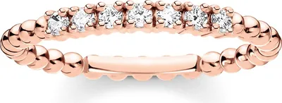 Produktbild von Thomas Sabo TR2323-416-14 Damenring Kugeln mit weißen Steinen roségoldfarben, 54/17,2