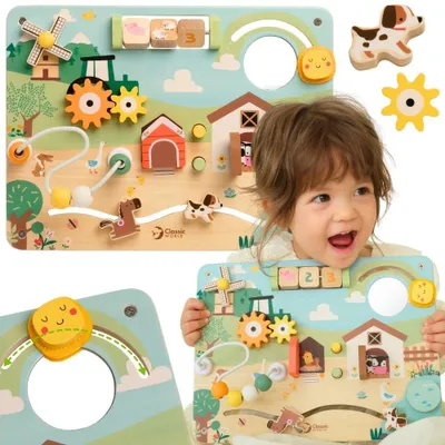 Produktbild von Classic World Manipulatives Aktivitätsbrett aus Holz „Farm“.